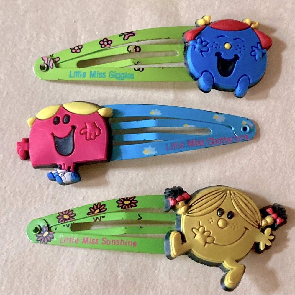 2008 Mr Men & Little Miss Set Of 3 Snap Hair Clips